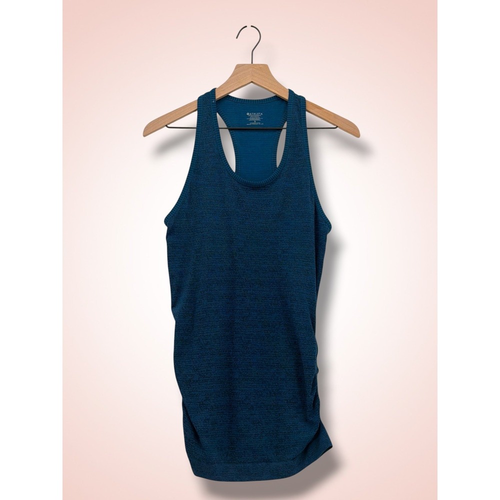 Athleta Momentum Seamless Ruched Racerback Activewear Tank Top Blue S